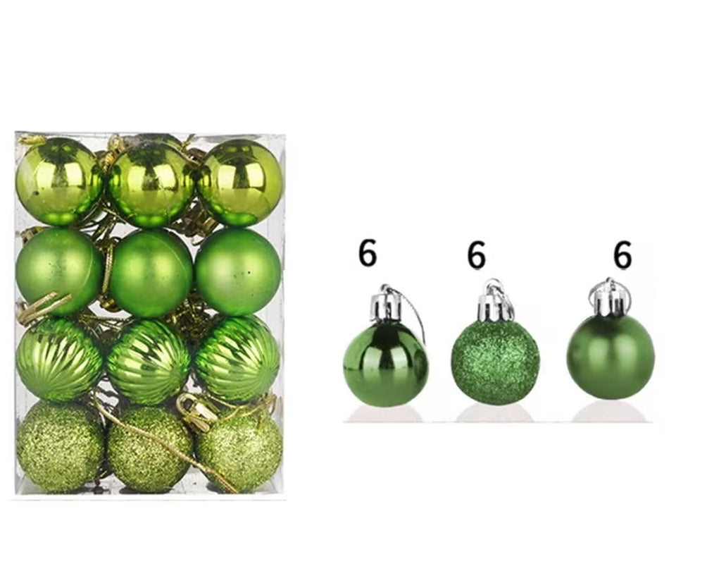 24Pcs Mini Christmas Balls Ornaments, Small Shatterproof Christmas Baubles for Xmas Christmas Tree, 1.18 Inch Hanging Ball for Holiday Wedding Party Christmas Decorations