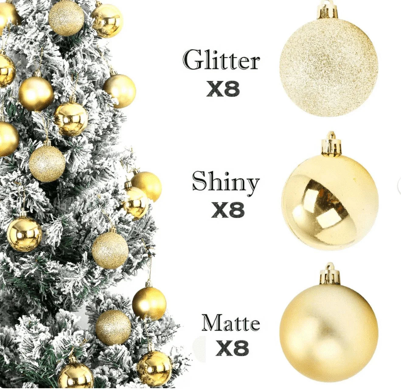 24Pcs Mini Christmas Balls Ornaments, Small Shatterproof Christmas Baubles for Xmas Christmas Tree, 1.18 Inch Hanging Ball for Holiday Wedding Party Christmas Decorations