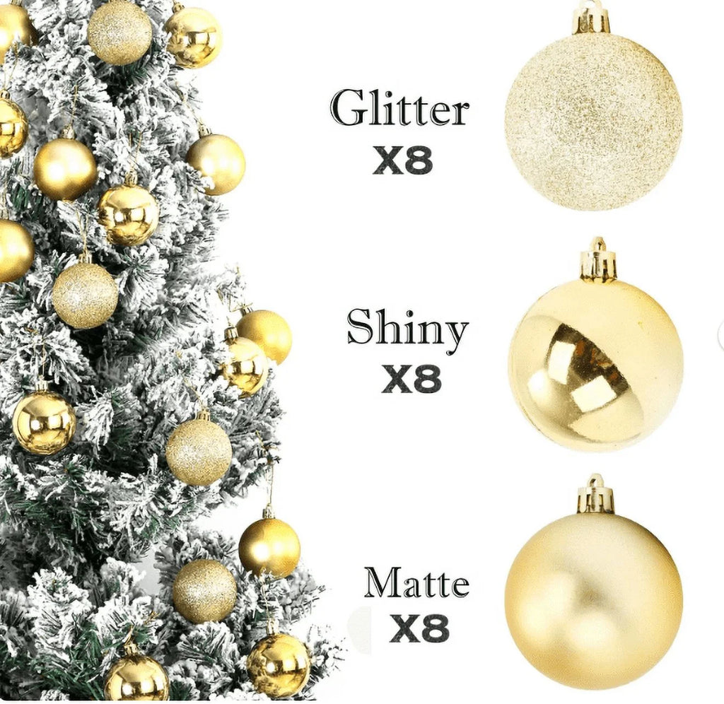 24Pcs Mini Christmas Balls Ornaments, Small Shatterproof Christmas Baubles for Xmas Christmas Tree, 1.18 Inch Hanging Ball for Holiday Wedding Party Christmas Decorations