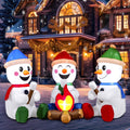 6 FT Christmas Inflatables Snowman Outdoor Decorations,Long Snowman with Campfire Christmas Blow Ups Yard with Built-In Leds for Holiday Party Garden Lawn Decor