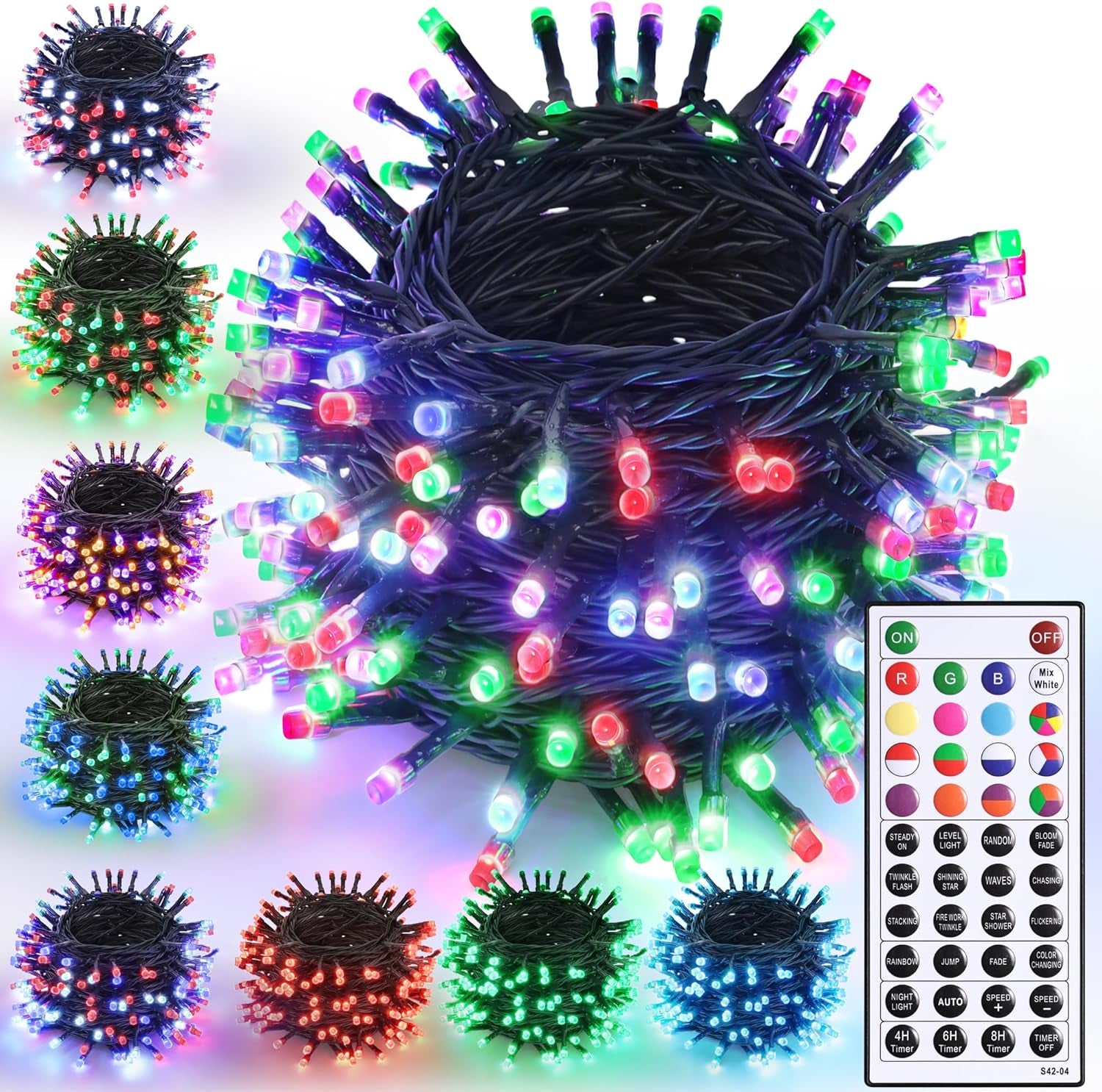 Christmas String Lights - 100FT 300LED RGB String Lights with Remote, Waterproof Outdoor Indoor with Timer Memory Function for Tree, Yard, Christmas Decor (Non-Connectable)