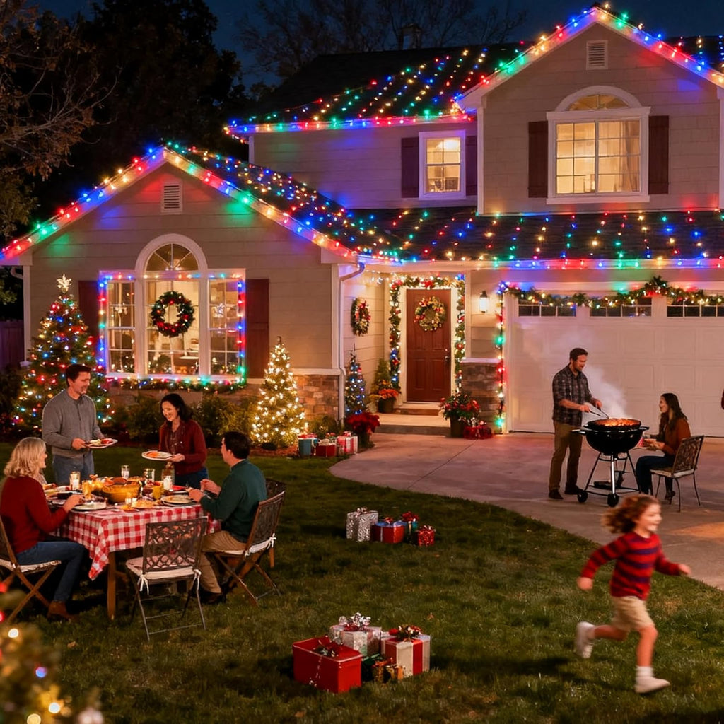 Christmas String Lights - 100FT 300LED RGB String Lights with Remote, Waterproof Outdoor Indoor with Timer Memory Function for Tree, Yard, Christmas Decor (Non-Connectable)