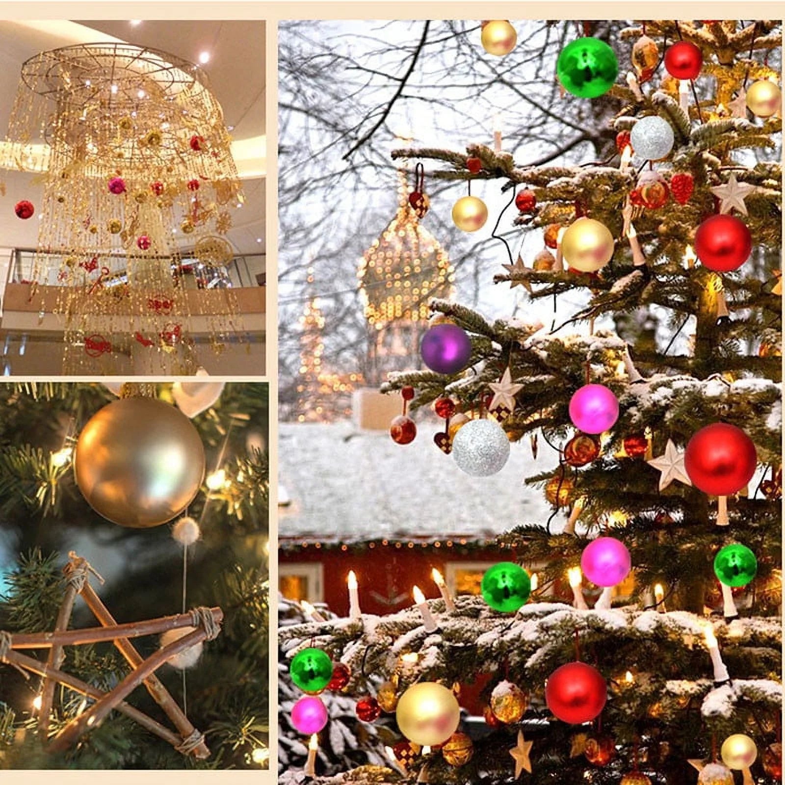 24Pcs Mini Christmas Balls Ornaments, Small Shatterproof Christmas Baubles for Xmas Christmas Tree, 1.18 Inch Hanging Ball for Holiday Wedding Party Christmas Decorations