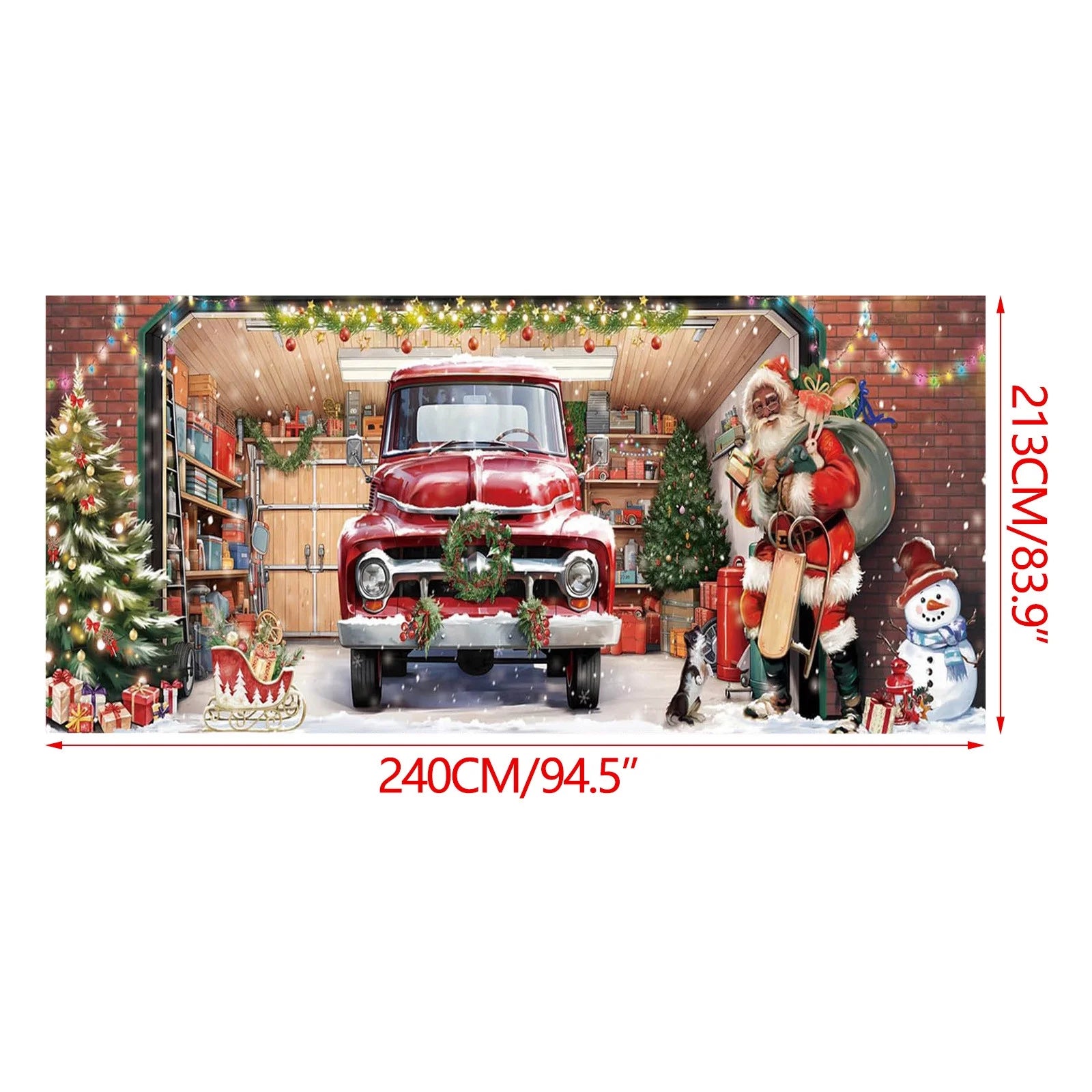 Christmas Garage Door Decorations,Merry Christmas Garage Door Cover Banner,Large Santa Claus Garage Door Christmas Decorations,7X7.87 Ft Holiday Backdrop for Indoor Outdoor Wall Home Decor
