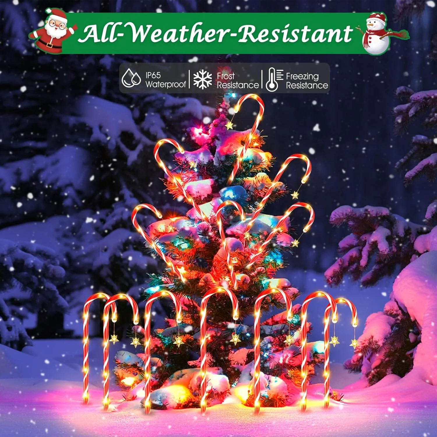 12Pack outside Christmas Decorations Solar Candy Cane Lights, 72Led 8 Modes Waterproof Solar Christmas Holiday Outdoor Lights for Lawns Pathway Lights