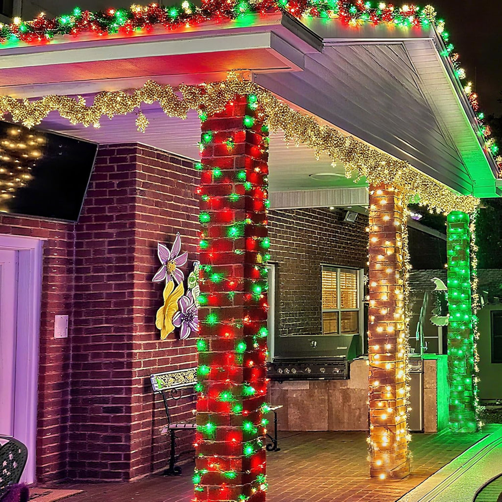 Christmas String Lights - 100FT 300LED RGB String Lights with Remote, Waterproof Outdoor Indoor with Timer Memory Function for Tree, Yard, Christmas Decor (Non-Connectable)