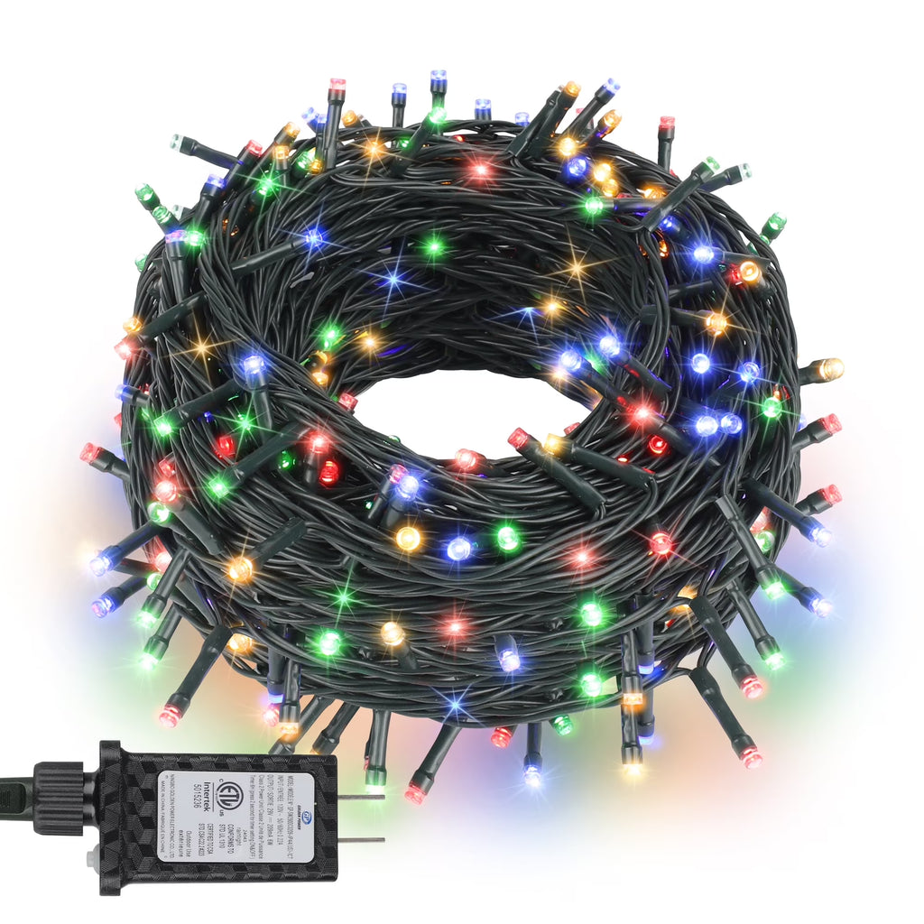 98Ft 300 LED Christmas Lights Outdoor Indoor Green Wire Twinkle Christmas Tree String Lights, Muiticolor